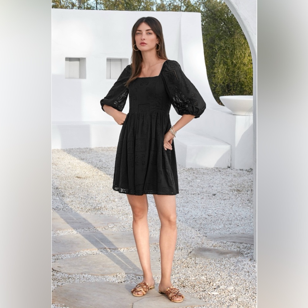 Johnny Was Ella Mini Dress Size XL Black Cotton Silk Blend NWOT Boho Chic